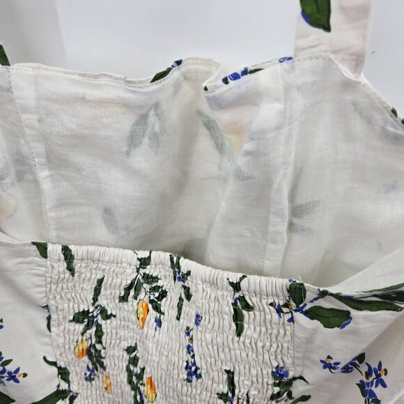 Sim and Sam White Lemon 100% Cotton Ruched Mini Dress Large - Picture 6 of 13